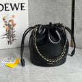 LOE 32 FLAMENCO PURSE BUCKET IN BLACK MELLOW NAPPA LAMBSKIN