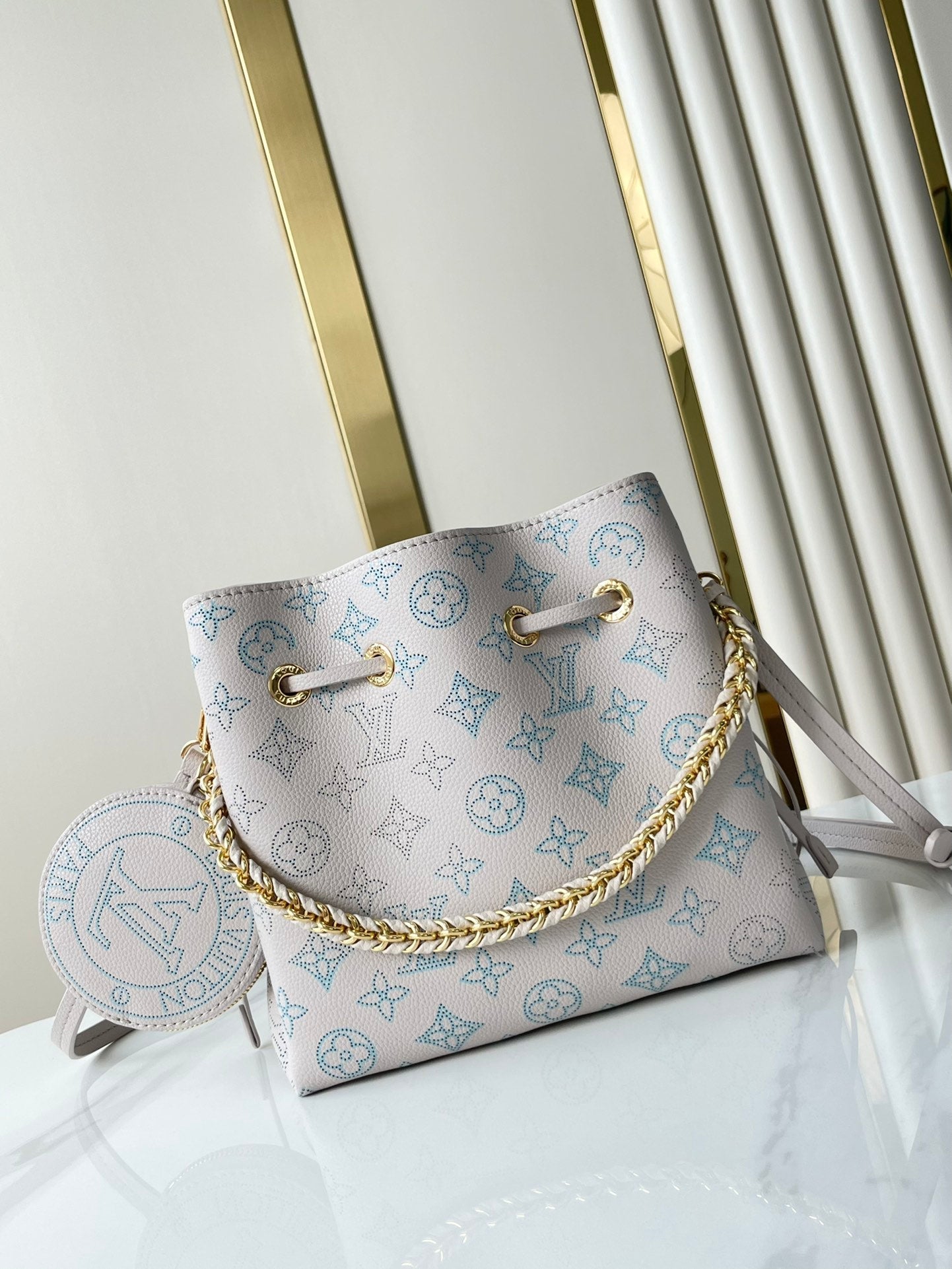 LOUIS VUITTON BELLA 22 IN BLUME PERFORATED CALFSKIN GOLD HARDWARE