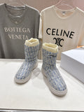 DIOR 25S ANKLE BOOTS IN BLUE FEATHER