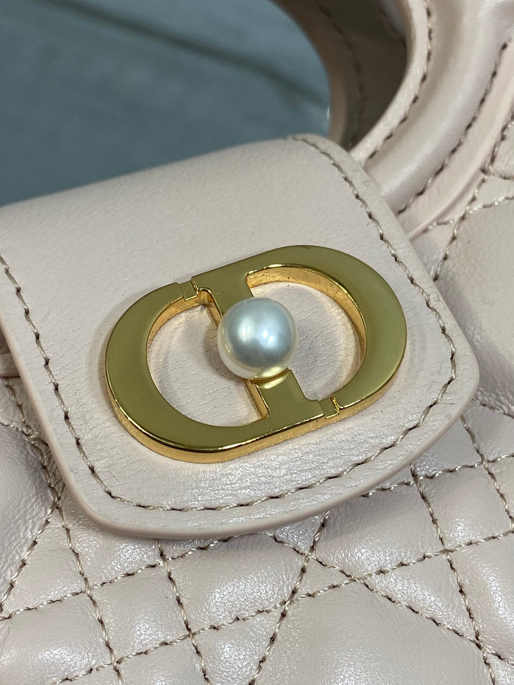 DIOR 25S JOLIE TOP HANDLE MINI BAG 18 IN BABY PINK CALFSKIN GOLD HARDWRE