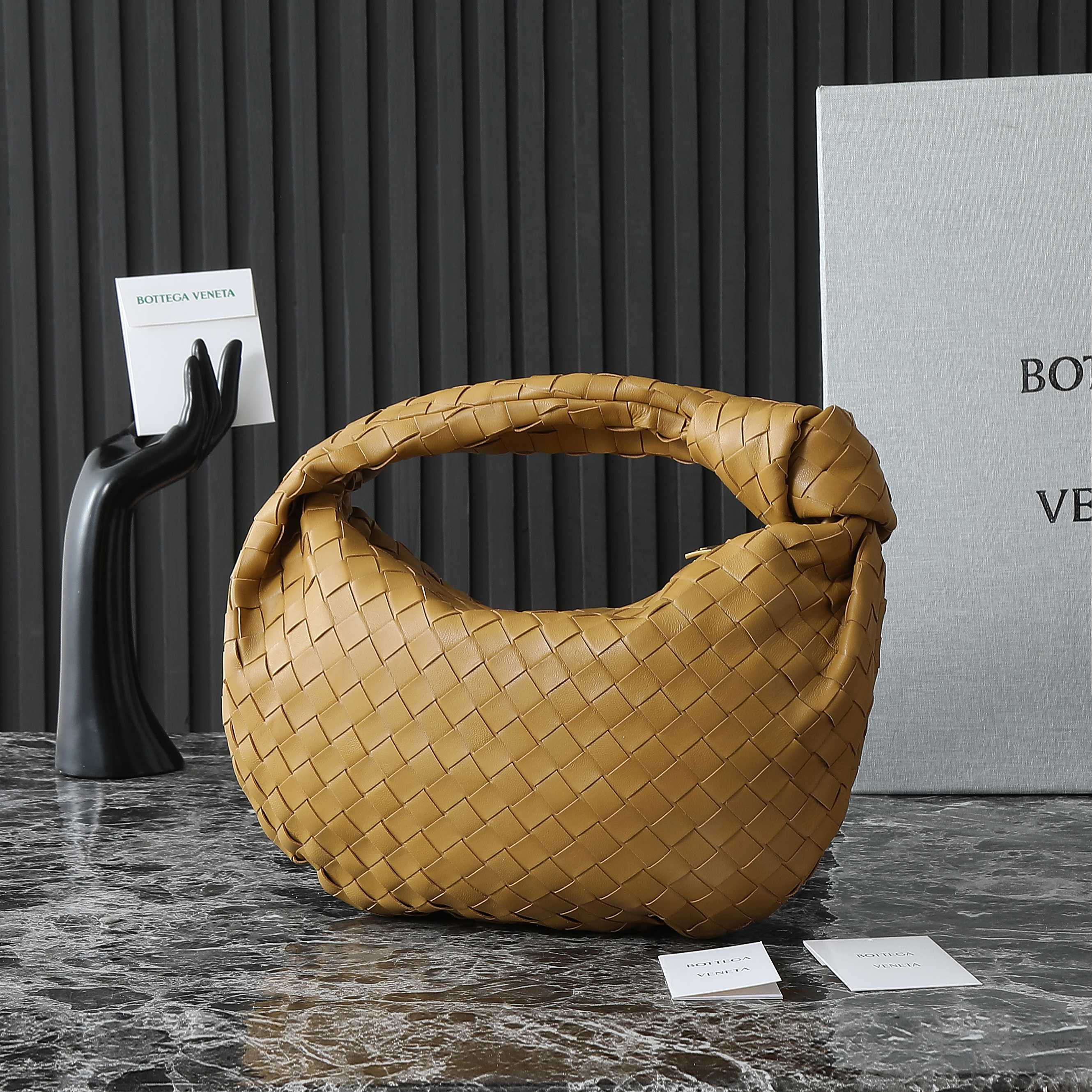 BOTTEGA VENETA 25S MINI JODIE 36 IN WARM BRONZE CALFSKIN GOLD HARDWARE
